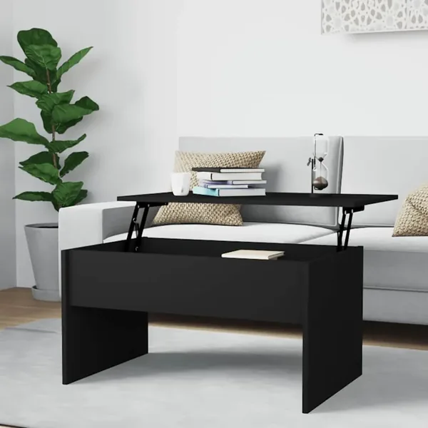 Table basse noir 80x50,5x41,5 cm bois d'ingénierie