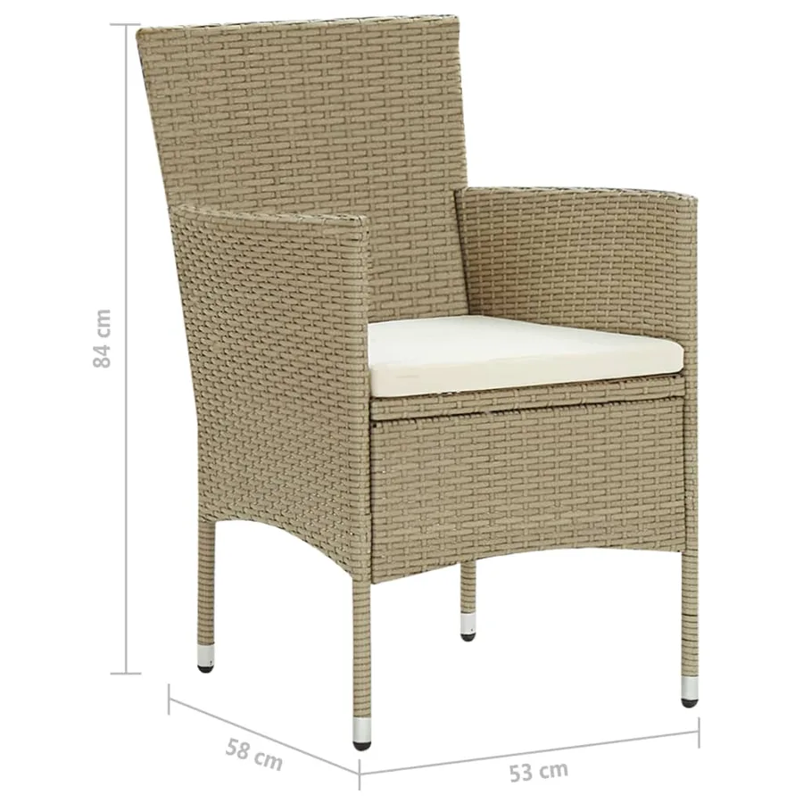 Chaises manger de jardin lot de 2 Résine tressée Beige - 10