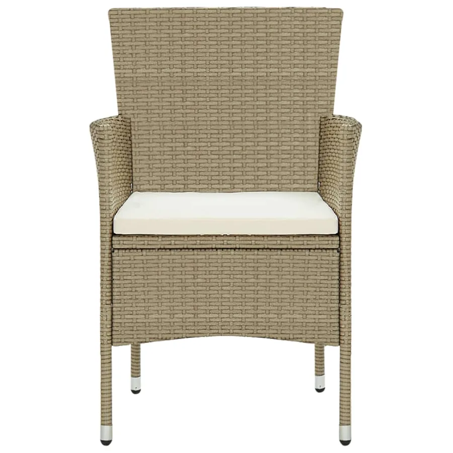 Chaises manger de jardin lot de 2 Résine tressée Beige - 3