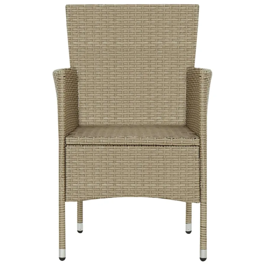 Chaises manger de jardin lot de 2 Résine tressée Beige - 7