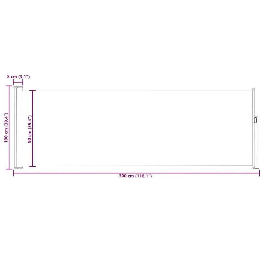 Auvent latéral rétractable de patio 100x300 cm Noir - 11