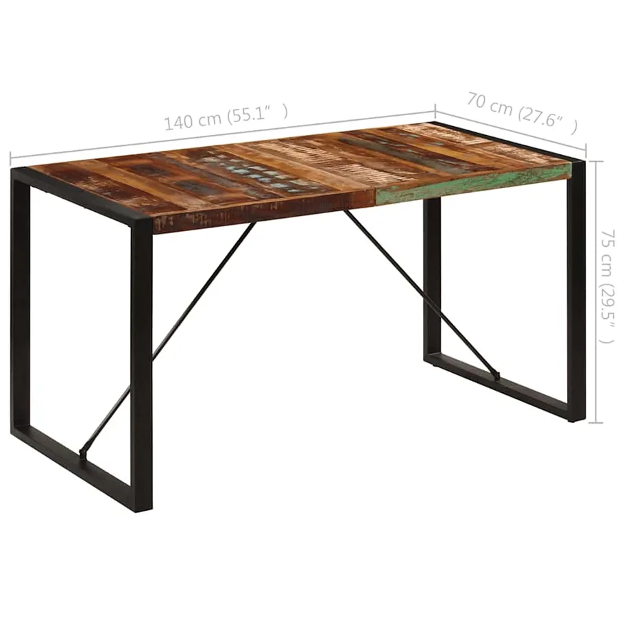 Table à manger 140x70x75 cm Bois de récupération massif - 8