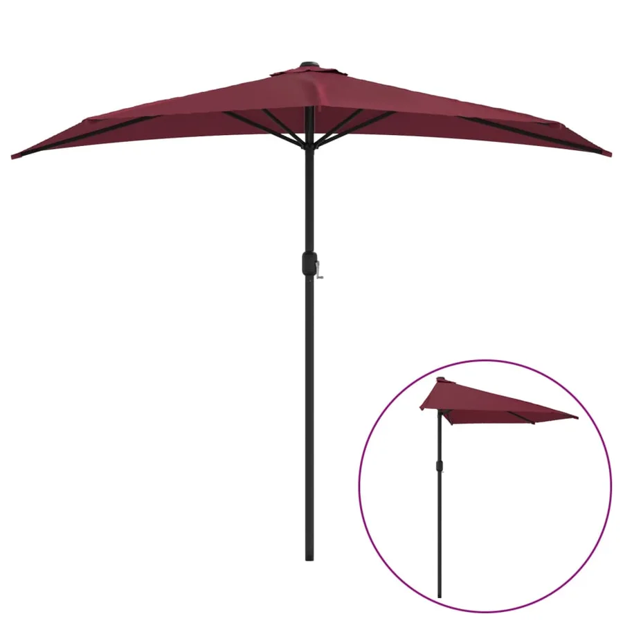 Parasol de balcon mât en aluminium Bordeaux 270x144x222 cm Demi - 2