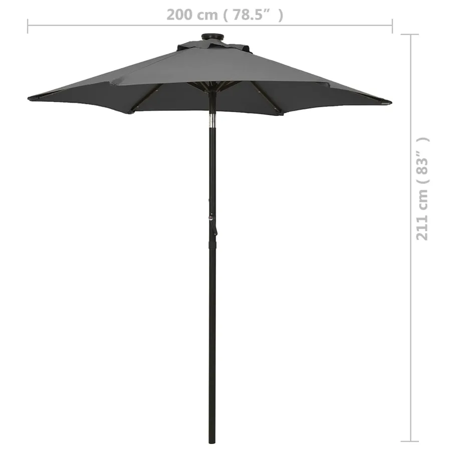 Parasol de jardin avec lumières LED anthracite aluminium - 9