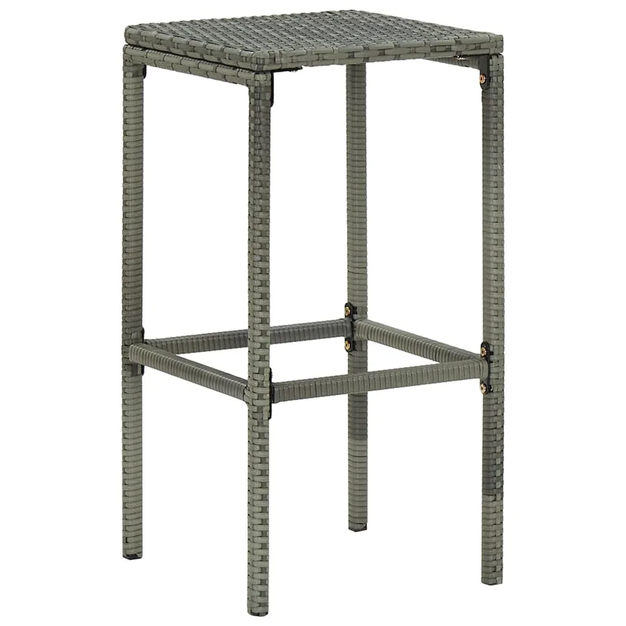 Tabourets de bar avec coussins lot de 2 gris résine tressée - 3