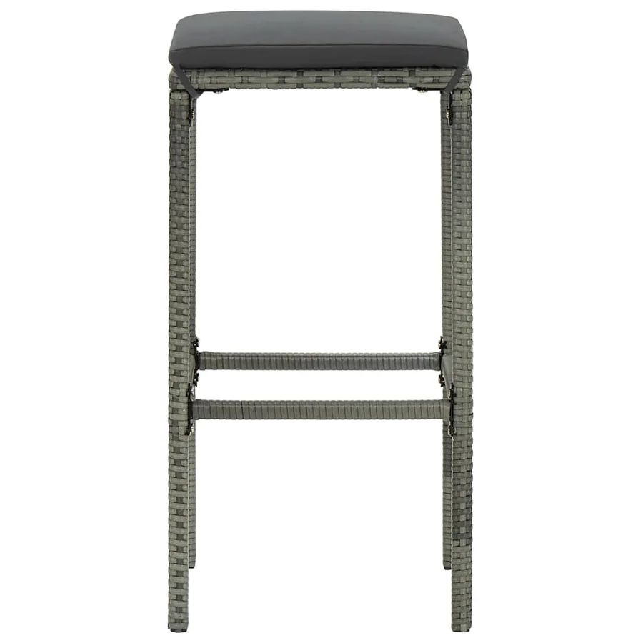 Tabourets de bar avec coussins lot de 2 gris résine tressée - 4