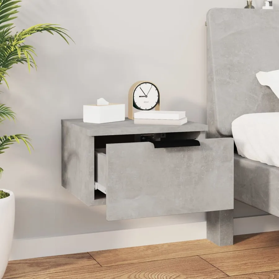 Tables de chevet murales 2 pcs Gris béton 34x30x20 cm - 4