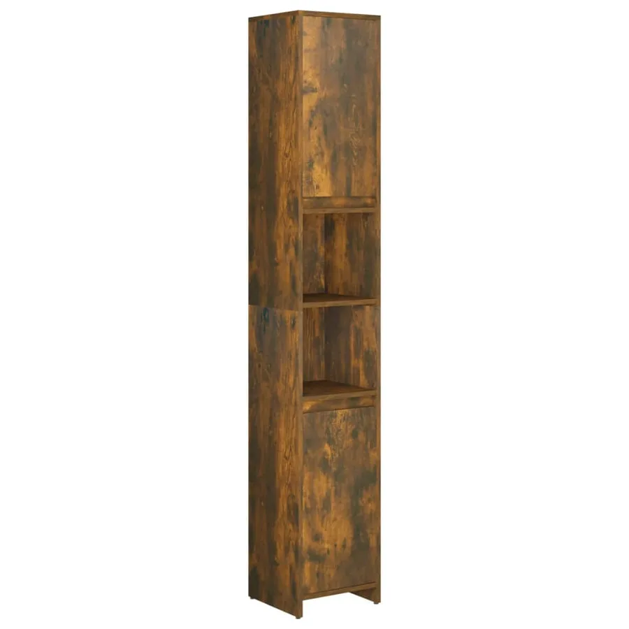 Armoire de bain Chêne fumé 30x30x183,5 cm Bois d'ingénierie - 2