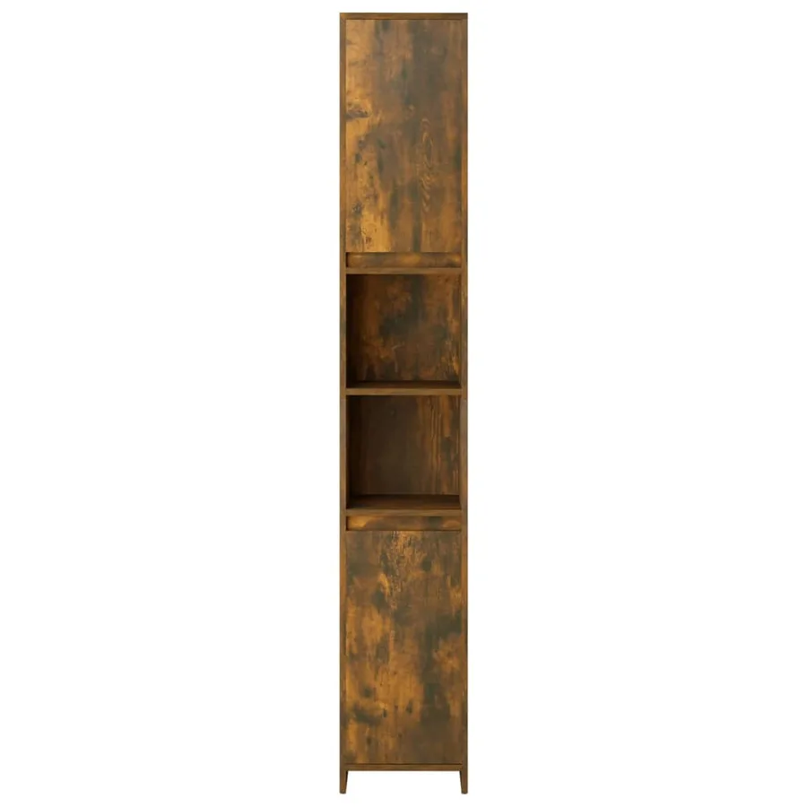 Armoire de bain Chêne fumé 30x30x183,5 cm Bois d'ingénierie - 5