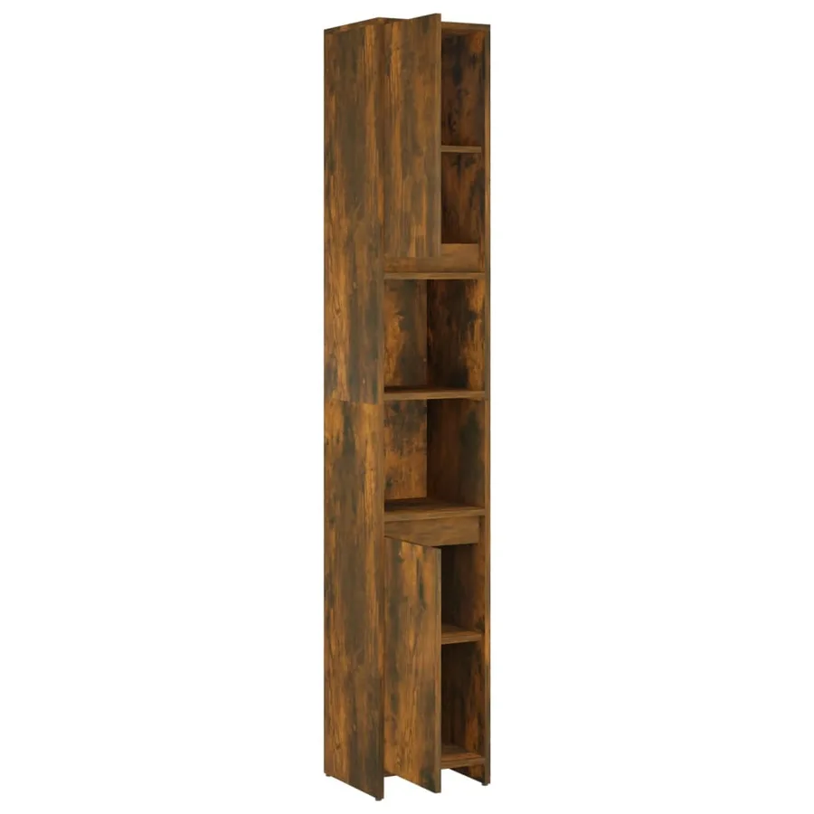 Armoire de bain Chêne fumé 30x30x183,5 cm Bois d'ingénierie - 6