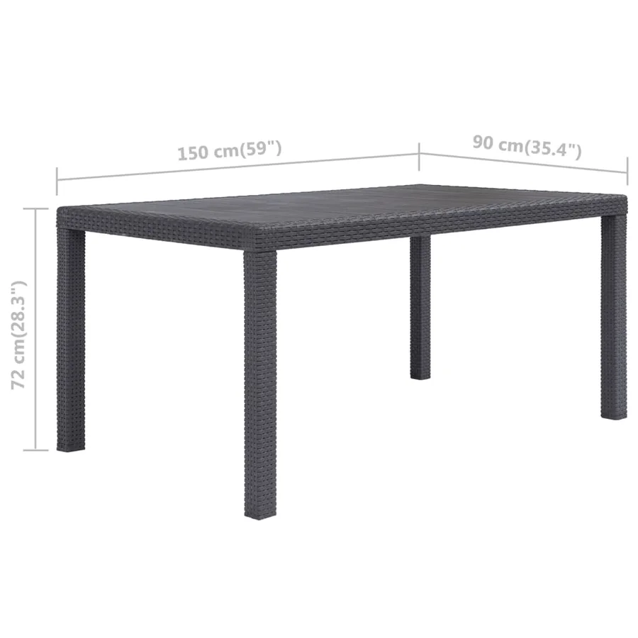 Table de jardin Marron 150x90x72 cm Plastique Aspect de rotin - 5