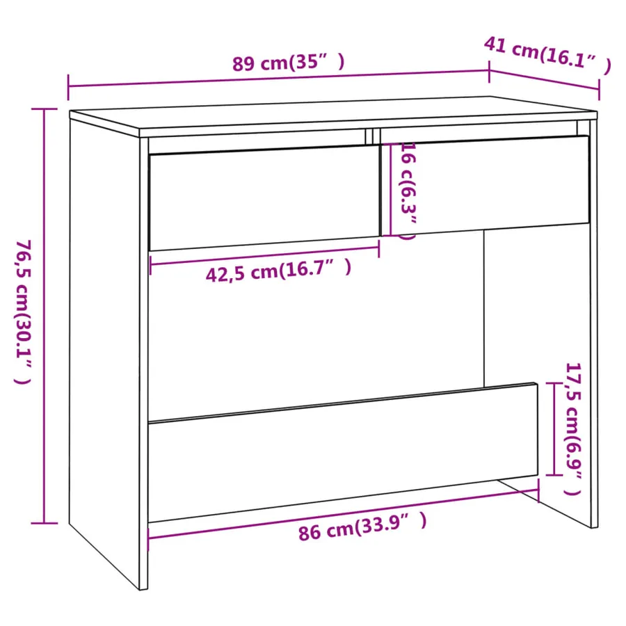 Table console chêne sonoma 89x41x76,5 cm bois d'ingénierie - 8