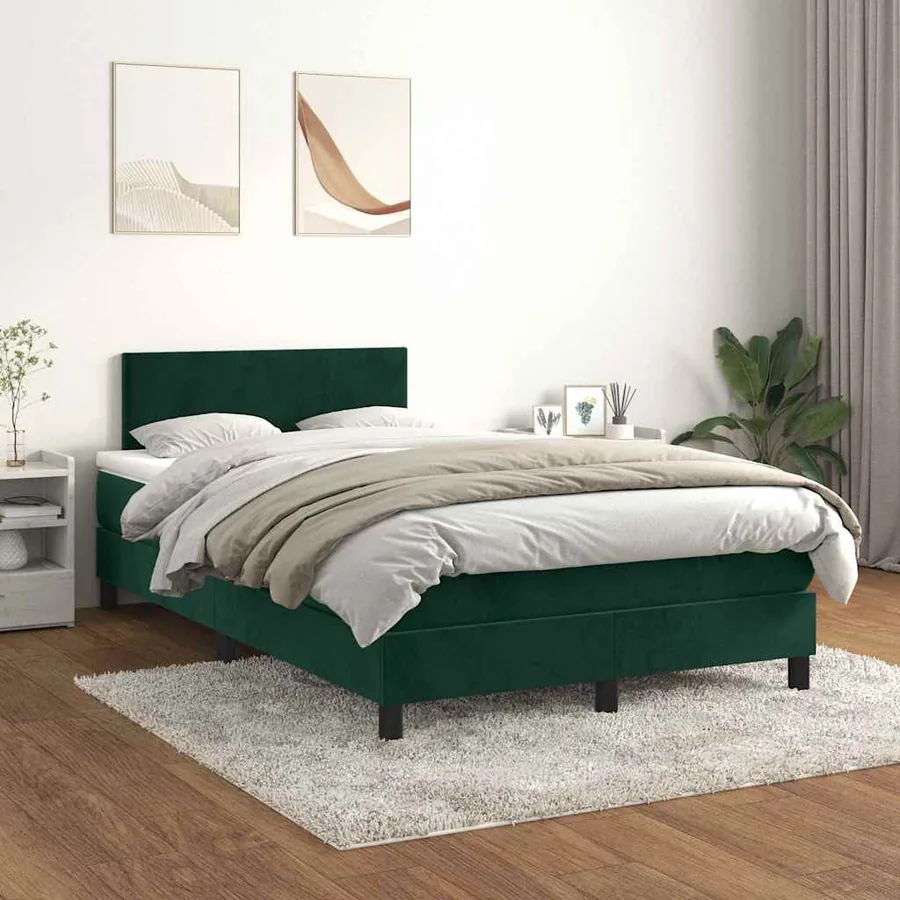 Sommier à lattes de lit et matelas Vert foncé 120x200cm Velours