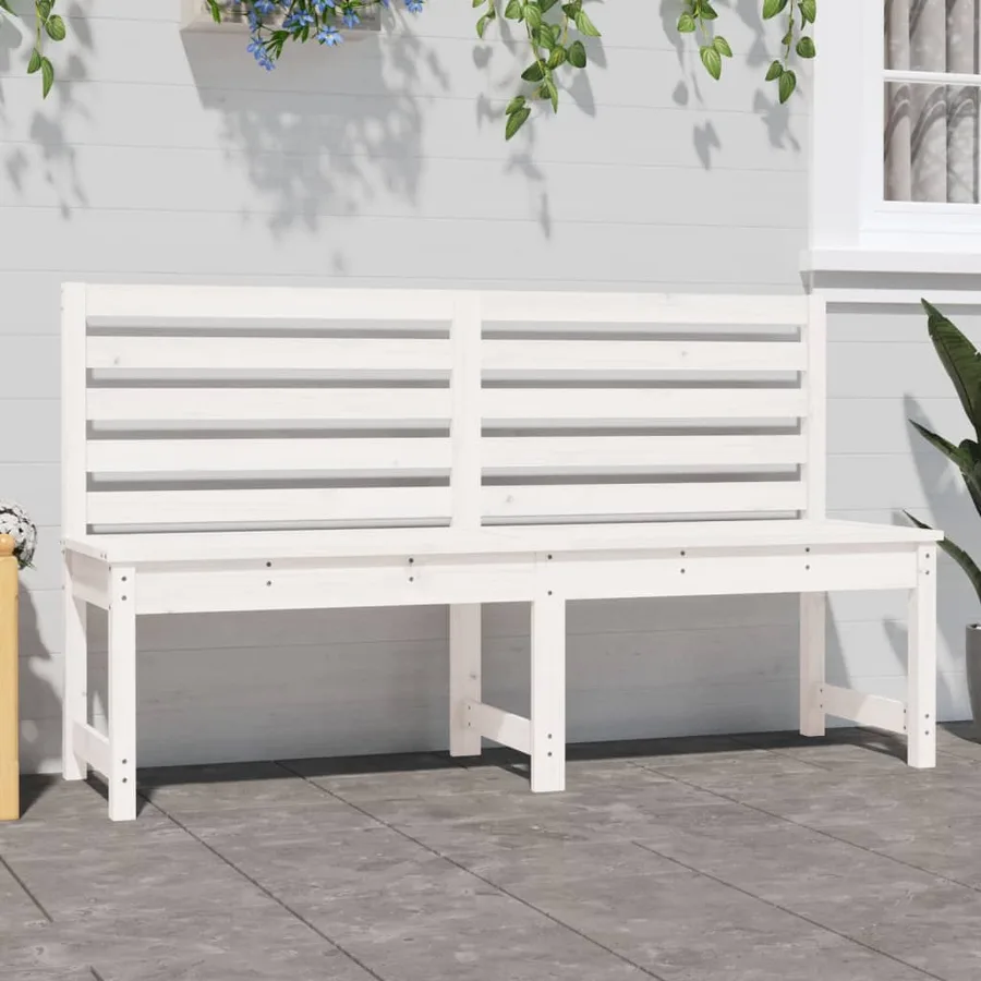 Banc de jardin blanc 157,5 cm bois massif de pin - 3