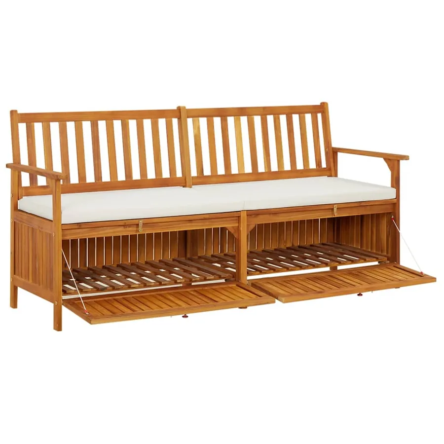 Banc de rangement avec coussin 170 cm Bois d'acacia solide - 3