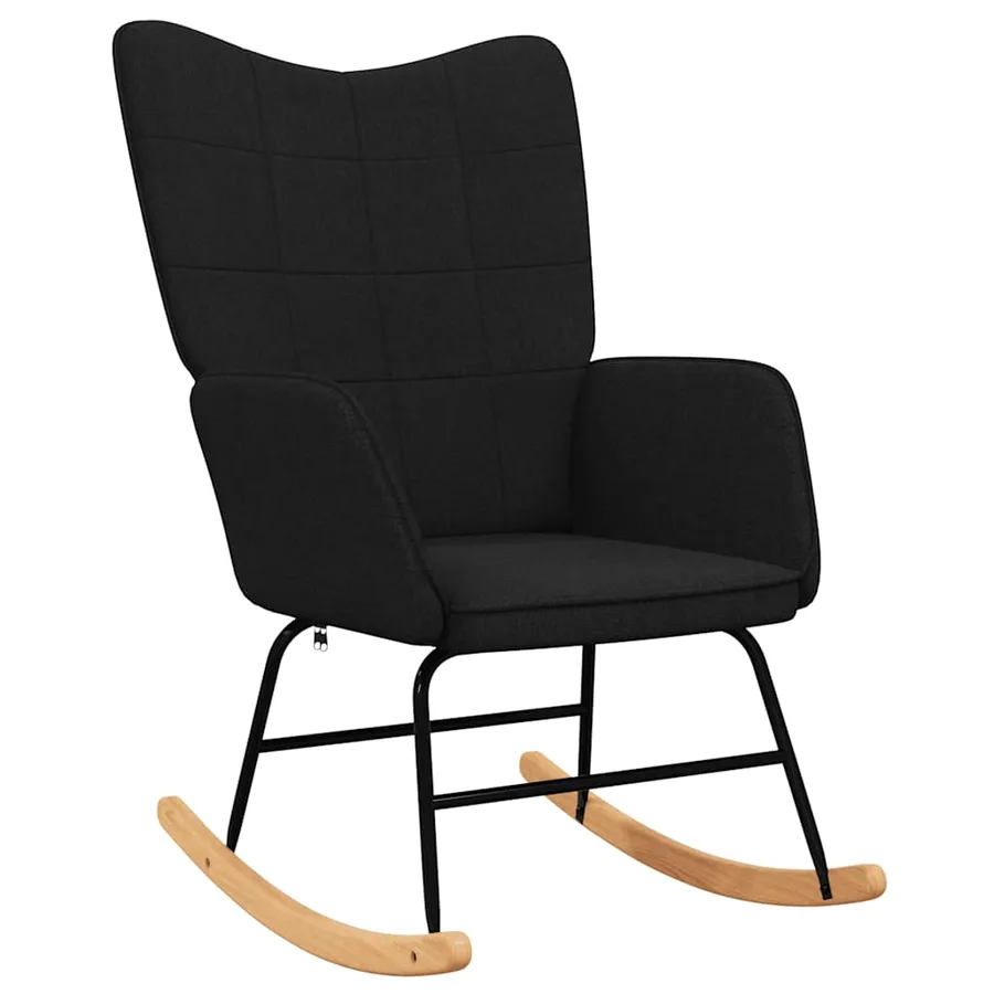 Chaise à bascule Noir Tissu - 2