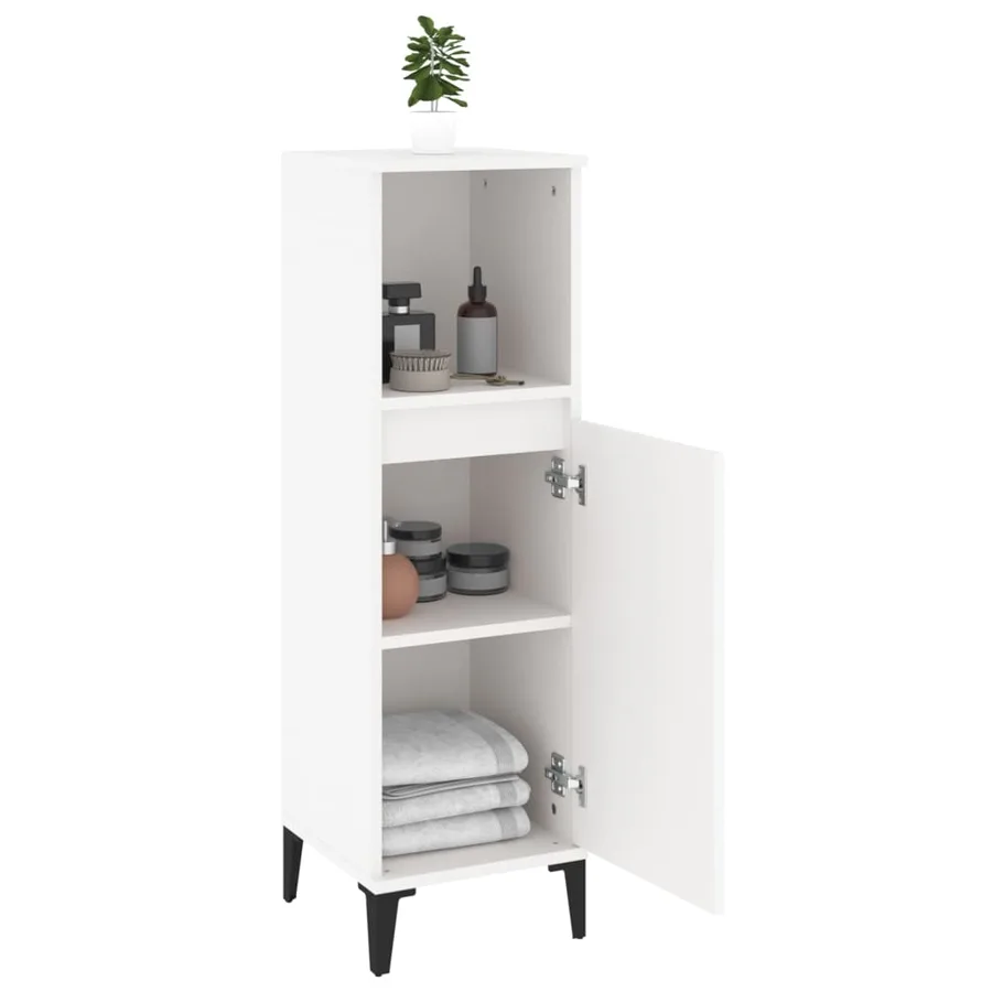 Armoire de salle de bain blanc 30x30x100 cm bois d'ingénierie - 4