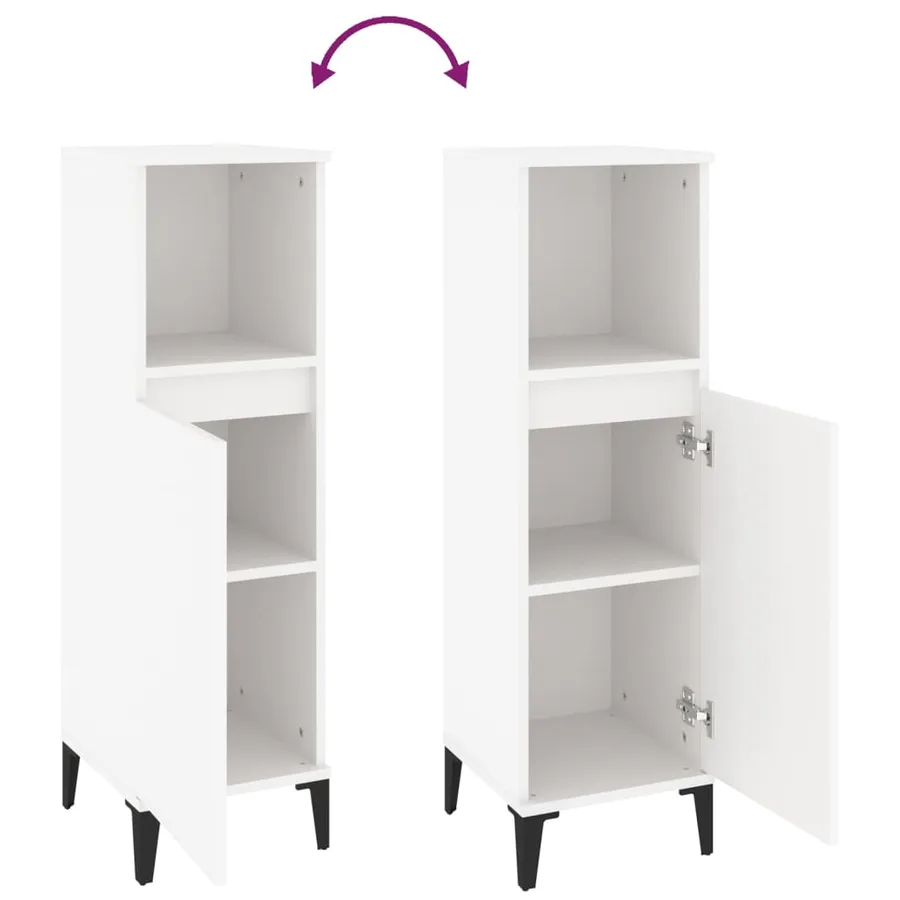 Armoire de salle de bain blanc 30x30x100 cm bois d'ingénierie - 9