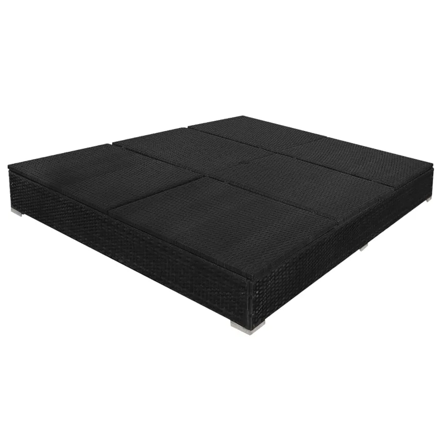 Chaise longue d'extérieur avec parasol Résine tressée Noir - 7