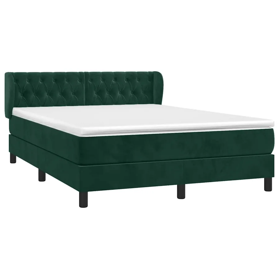 Sommier à lattes de lit et matelas Vert foncé 140x190cm Velours - 3