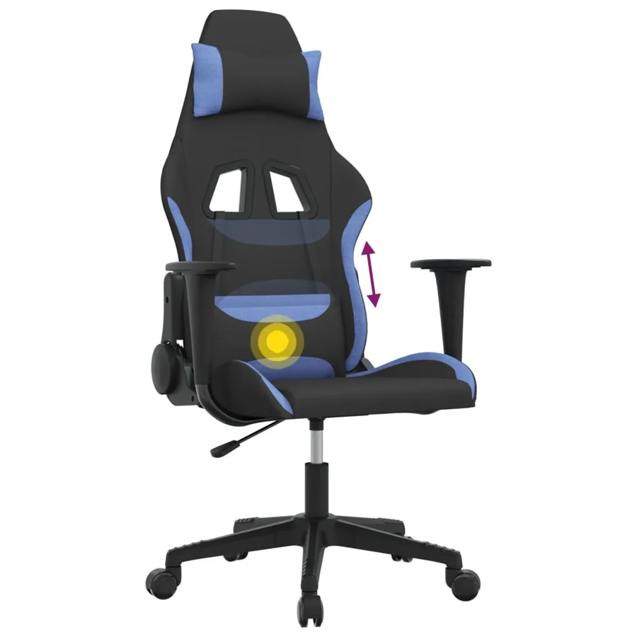 Chaise de jeu de massage Noir et bleu Tissu - 7