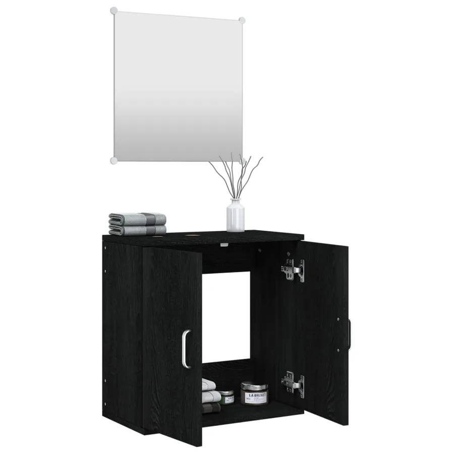 Ensemble de meubles salle de bain 2 pcs noir bois d'ingénierie - 3