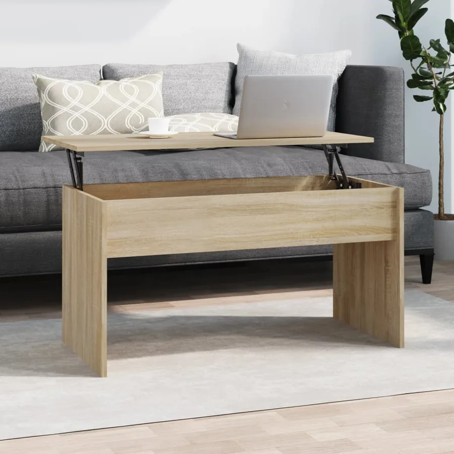 Table basse chêne fumé 102x50,5x52,5 cm bois d'ingénierie
