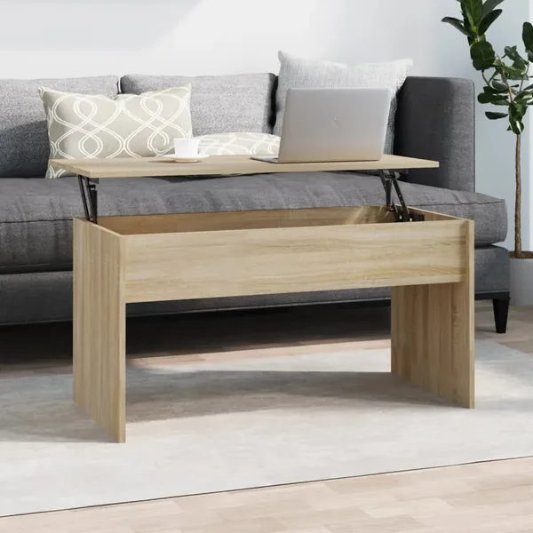 Table basse chêne fumé 102x50,5x52,5 cm bois d'ingénierie