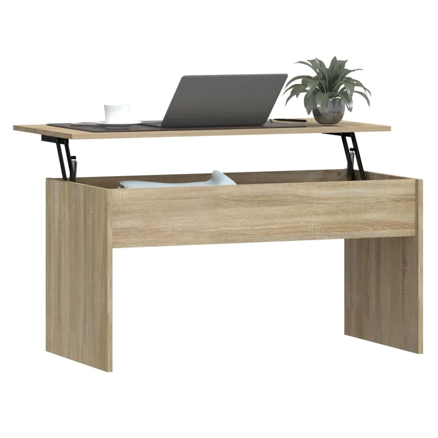 Table basse chêne fumé 102x50,5x52,5 cm bois d'ingénierie - 7