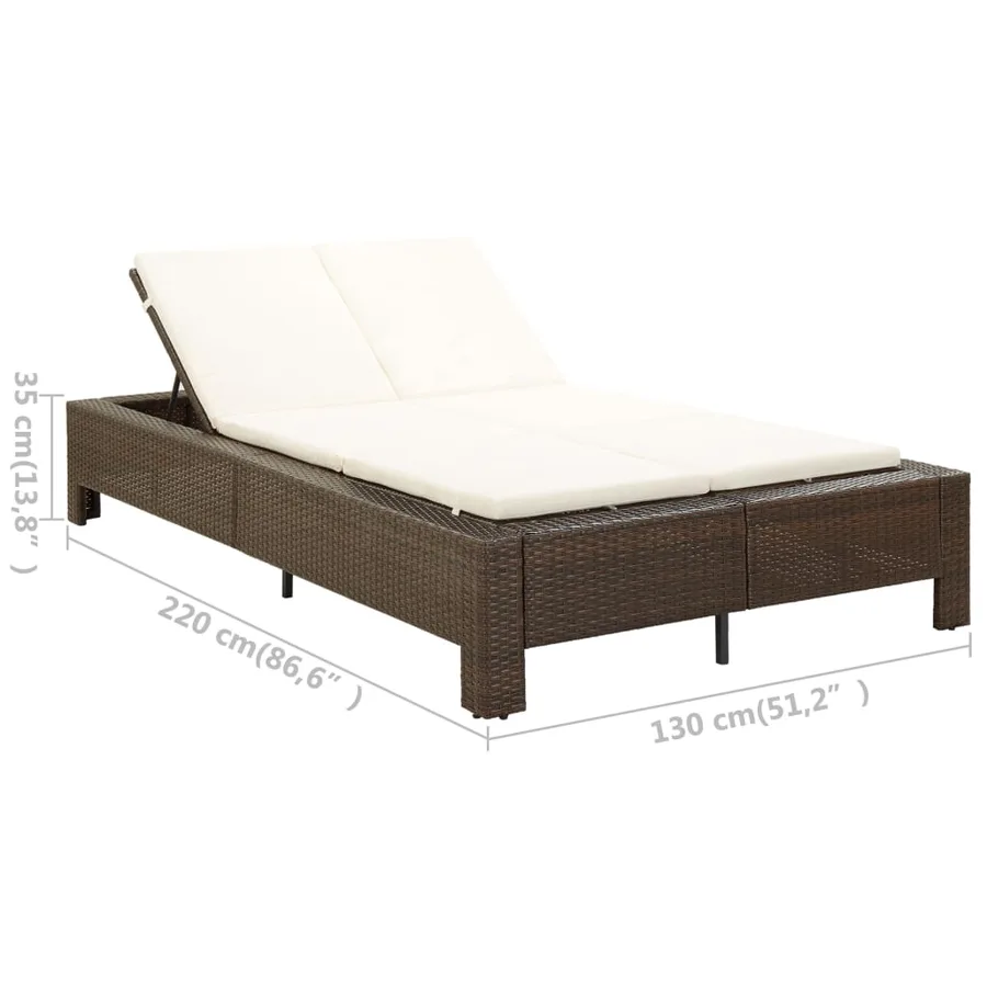 Transat à 2 places avec coussin Marron Résine tressée - 11