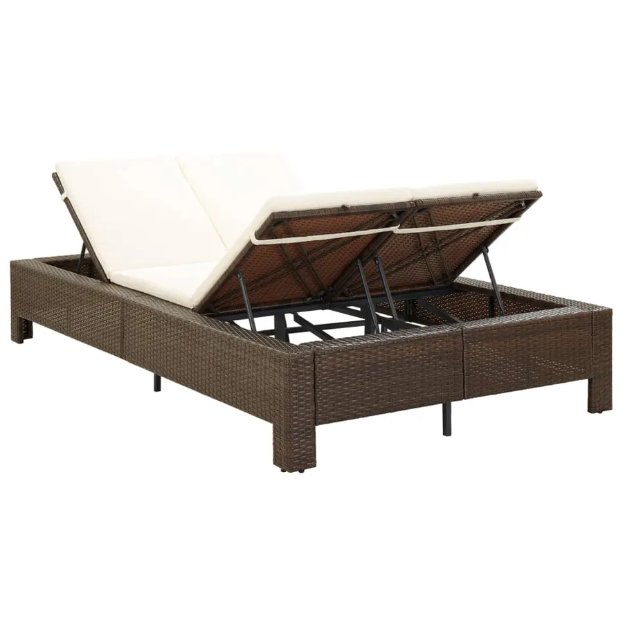 Transat à 2 places avec coussin Marron Résine tressée - 3