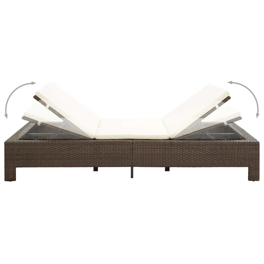 Transat à 2 places avec coussin Marron Résine tressée - 5