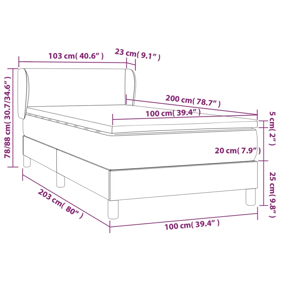 Sommier à lattes de lit avec matelas Gris foncé 100x200 cm - 7