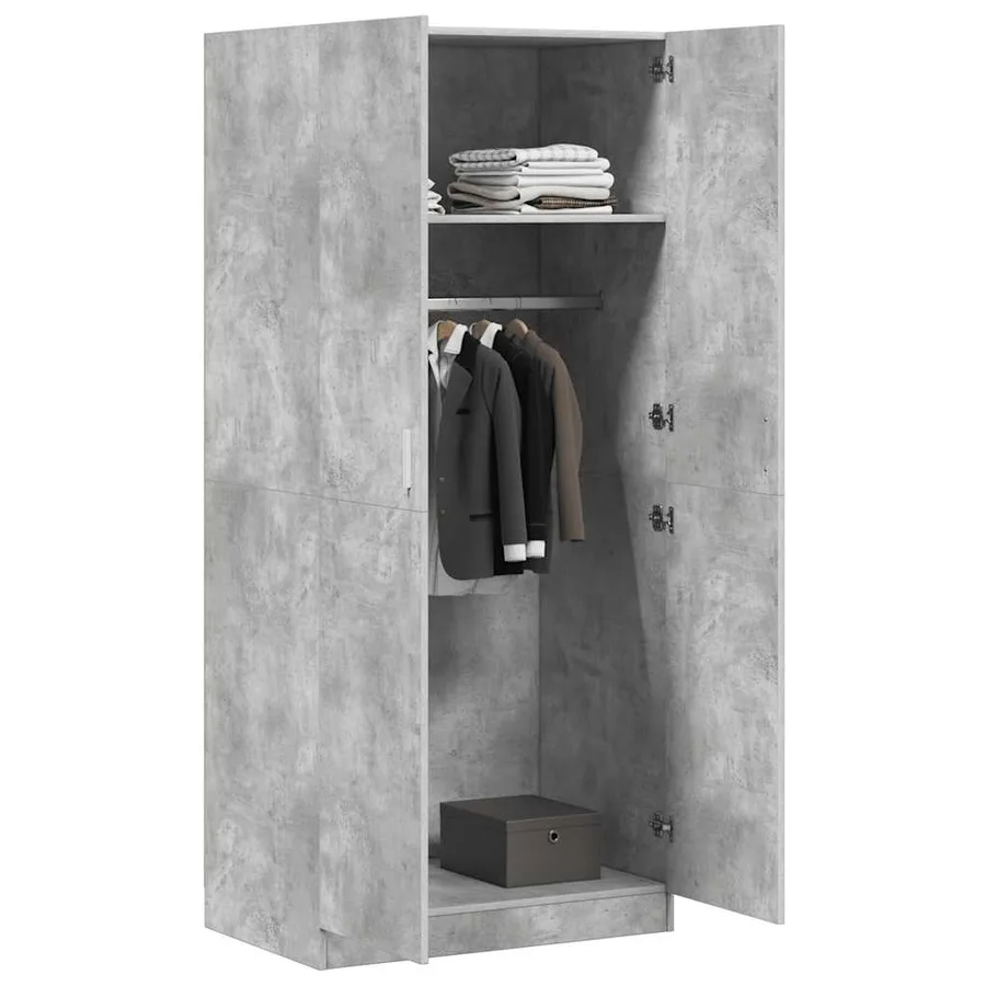 Garde-robe Gris béton 80x52x180 cm Bois d’ingénierie - 4