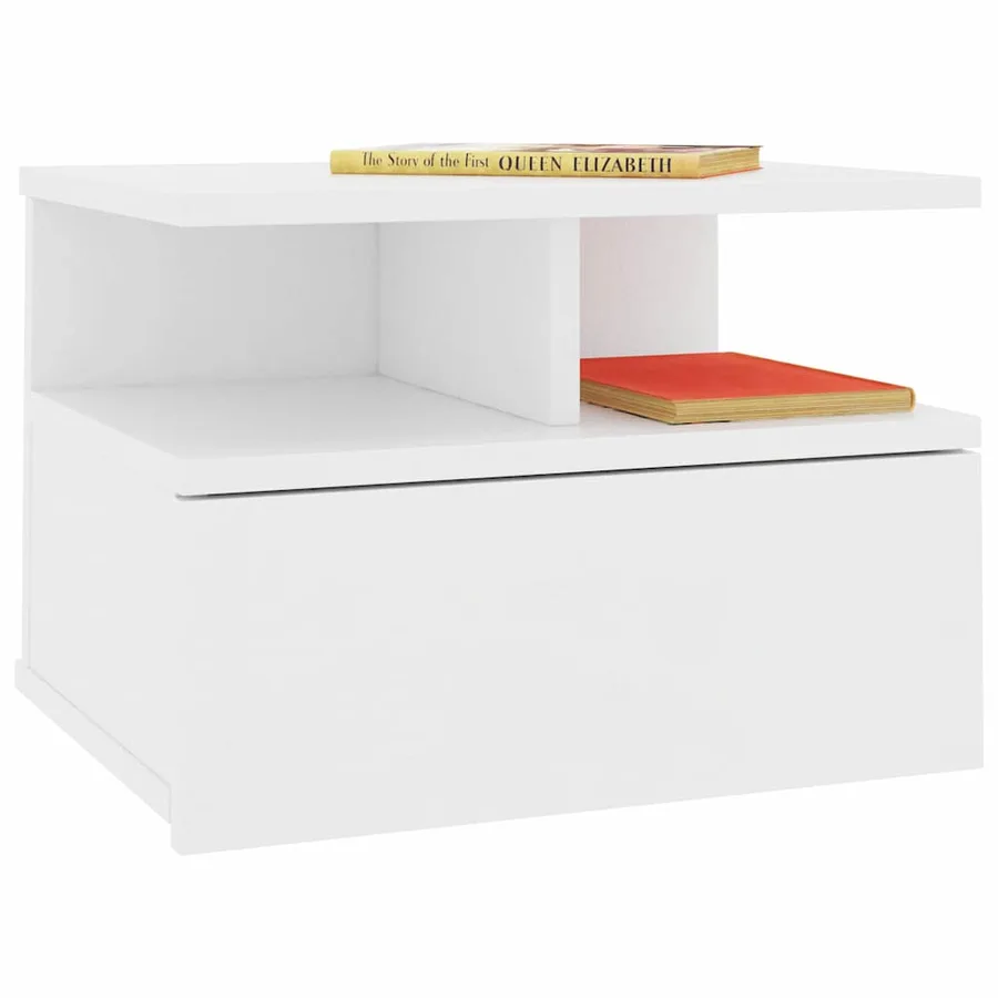 Table de chevet flottante Blanc 40x31x27 cm Bois d'ingénierie - 3