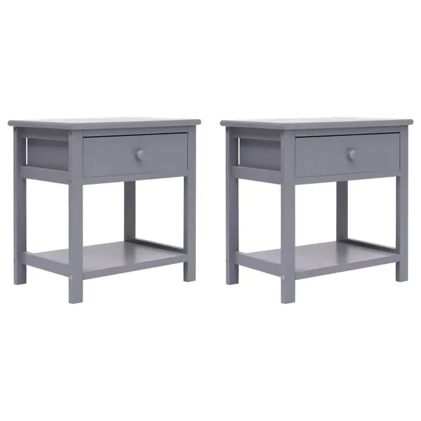 Tables de chevet 2 pcs Gris 40x29x42 cm Bois de Paulownia