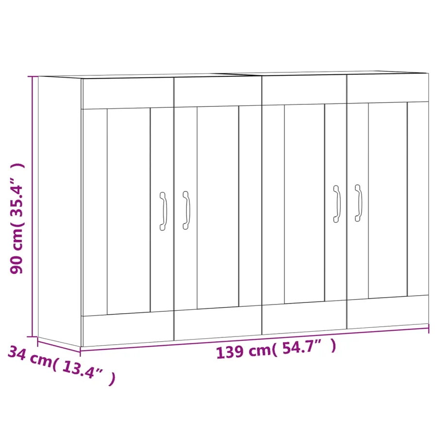 Armoires murales 2 pcs blanc bois d'ingénierie - 12
