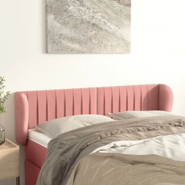 Tête de lit avec oreilles Rose 147x23x78/88 cm Velours