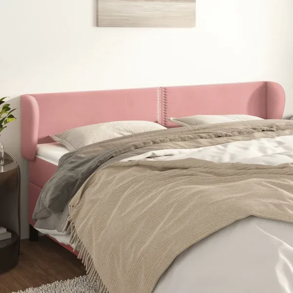Tête de lit avec oreilles Rose 203x23x78/88 cm Velours