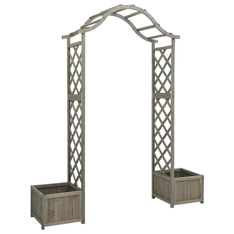 Pergola de jardin avec jardinière Gris Bois pin massif - 2