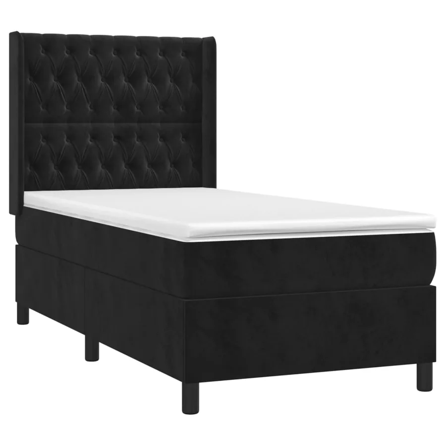 Sommier à lattes de lit avec matelas Noir 100x200 cm Velours - 3
