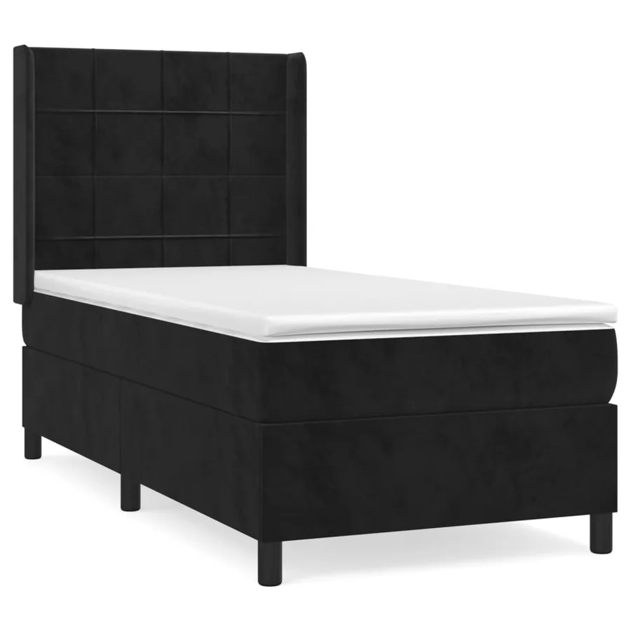 Sommier à lattes de lit avec matelas Noir 100x200 cm Velours - 2