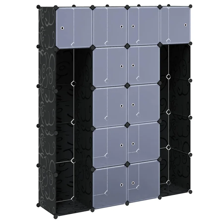 Armoire modulaire 14 compartiments Noir et blanc 37x146x180,5cm - 2