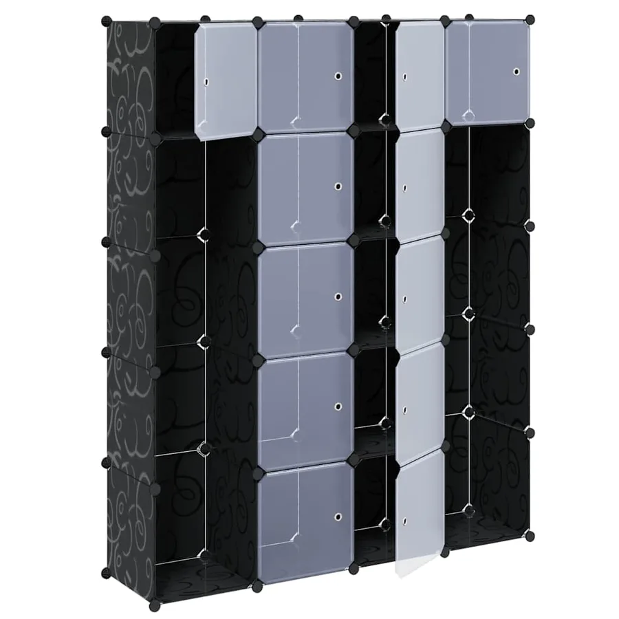 Armoire modulaire 14 compartiments Noir et blanc 37x146x180,5cm - 3