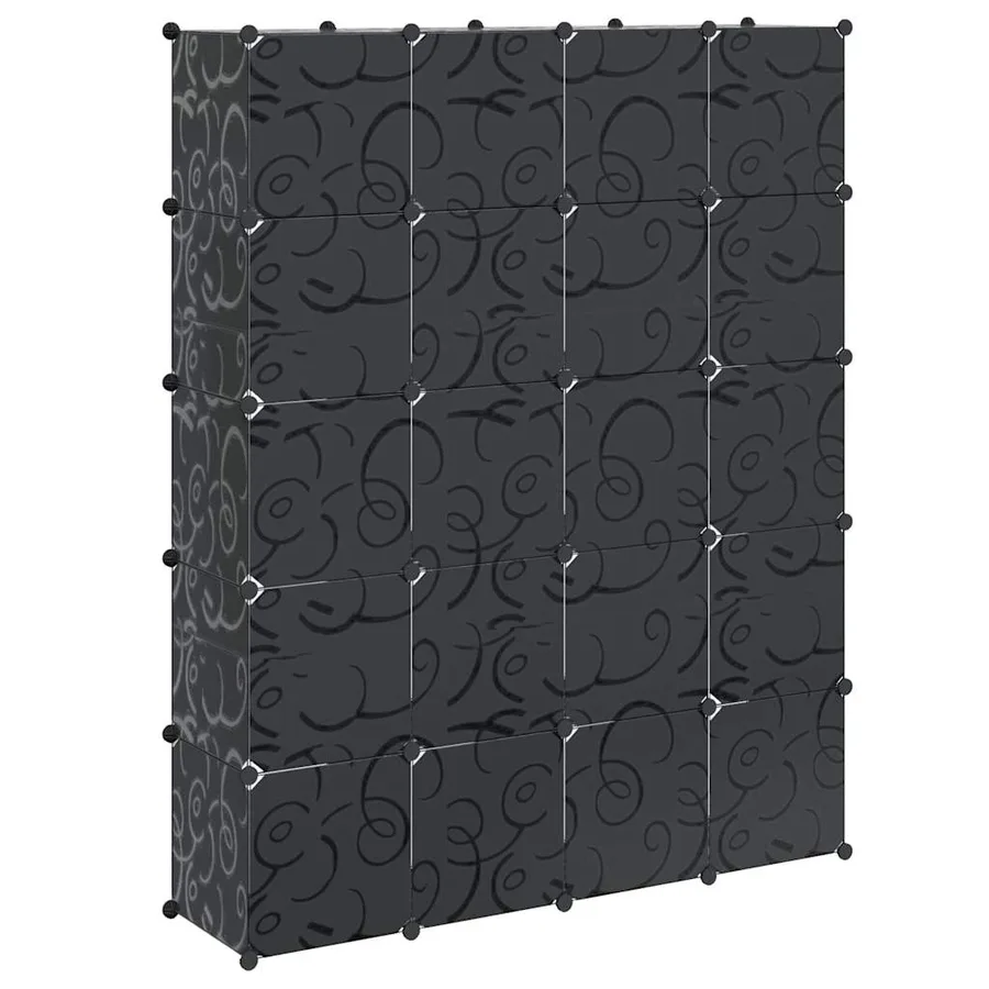 Armoire modulaire 14 compartiments Noir et blanc 37x146x180,5cm - 6