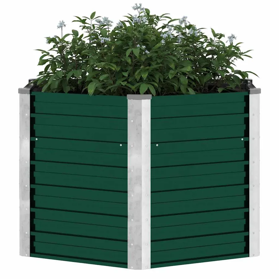 Lit surélevé de jardin Acier galvanisé 129x129x77 cm Vert - 6