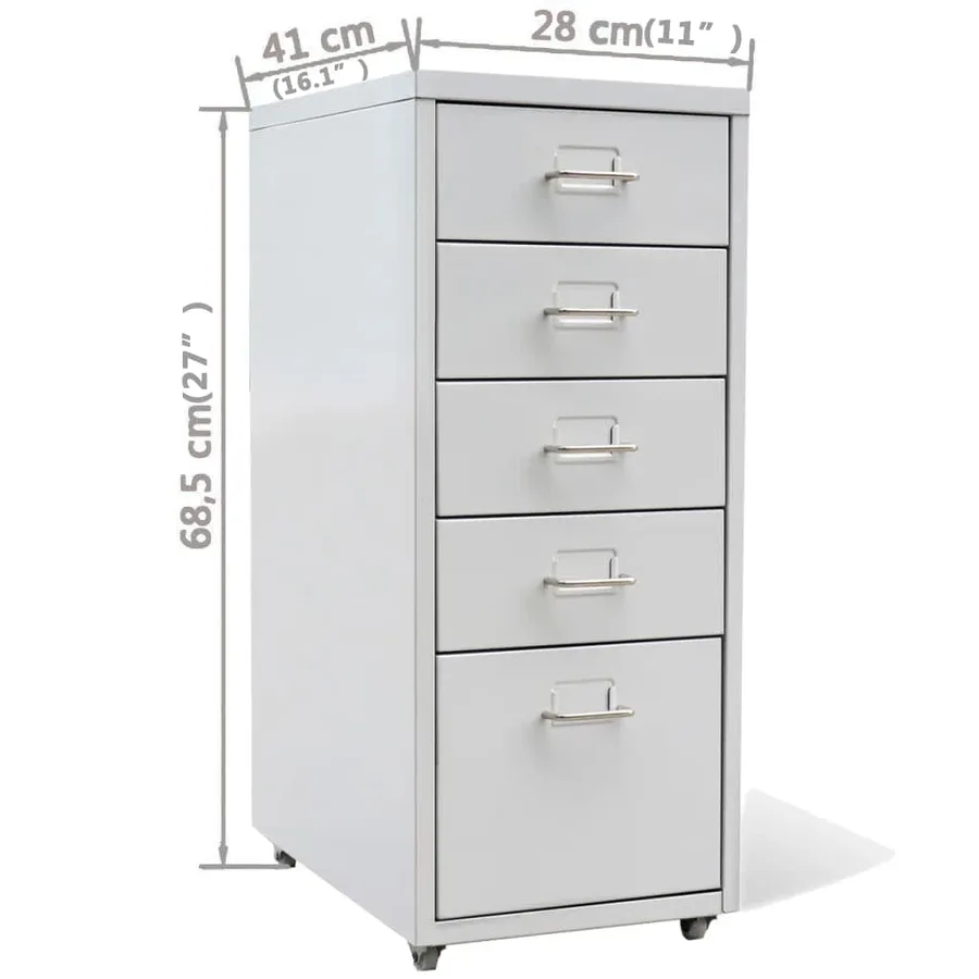 Classeur avec 5 tiroirs Gris 68,5 cm Acier - 7