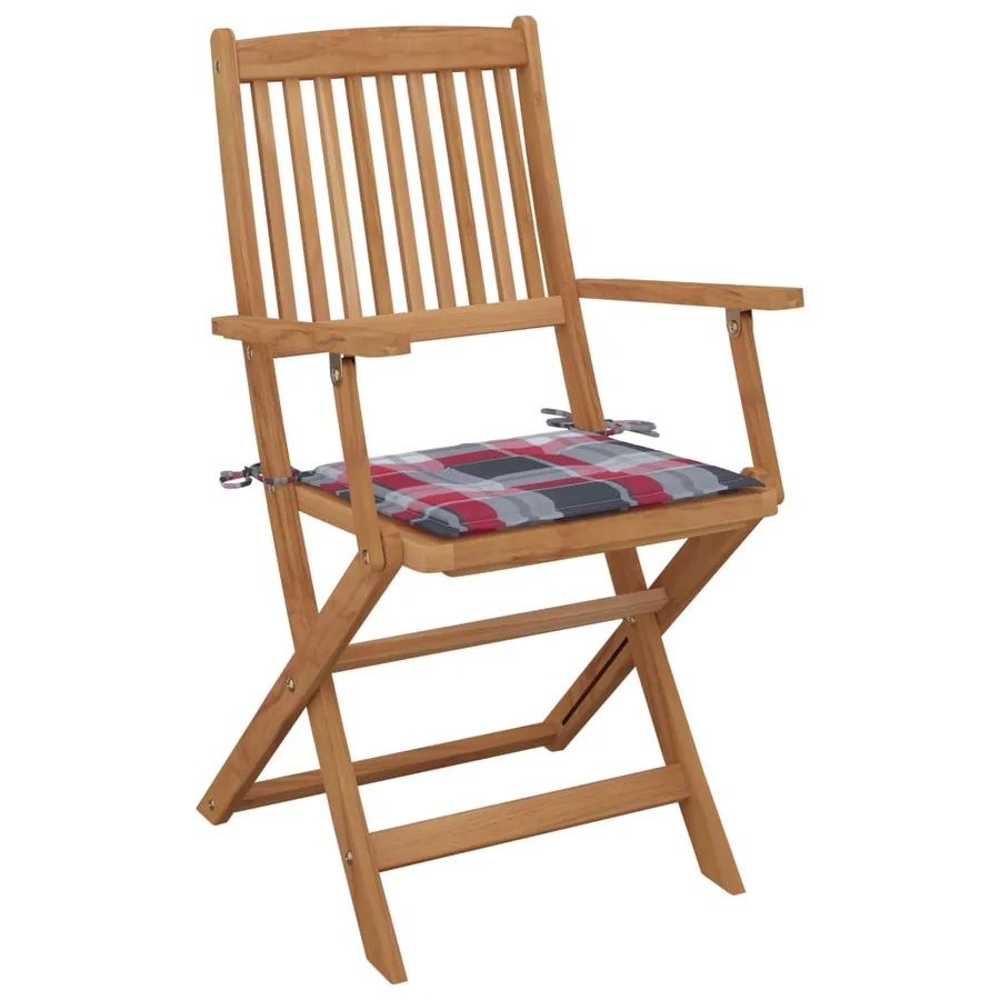 Chaises pliables de jardin lot de 6 avec coussins Bois d'acacia - 2
