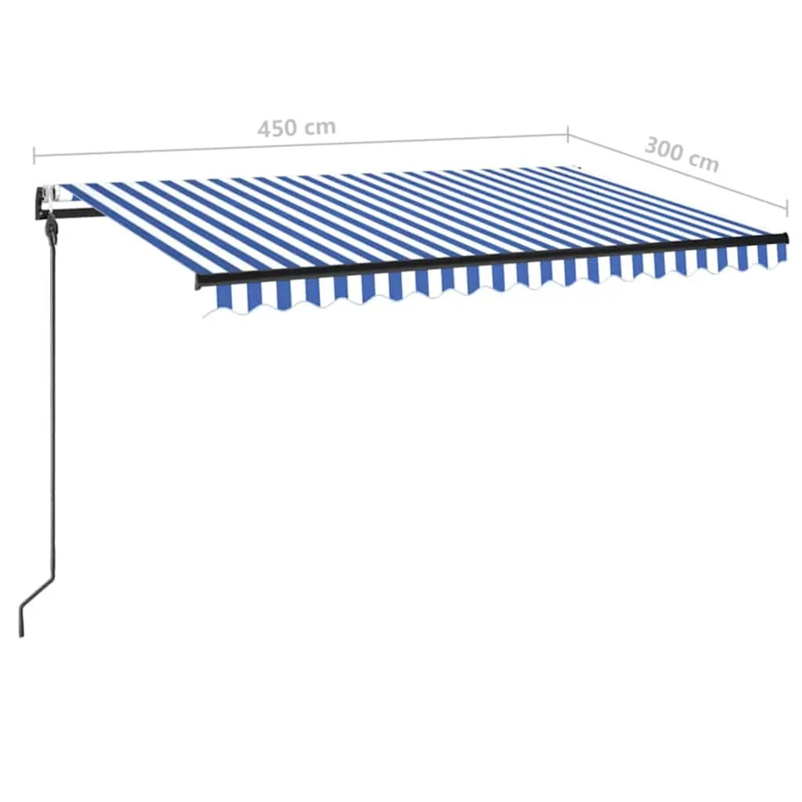 Auvent automatique capteur de vent/LED 450x300 cm Bleu et blanc - 8