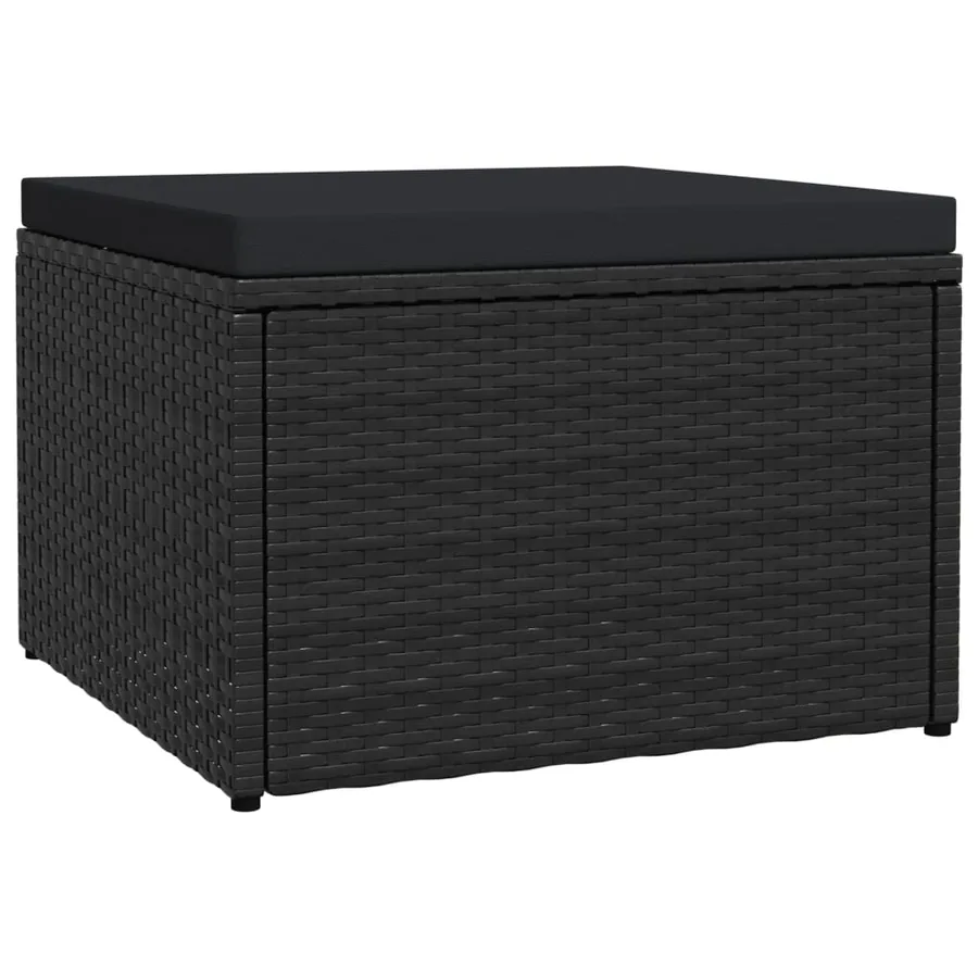 Tabouret de jardin avec coussin Noir Résine tressée